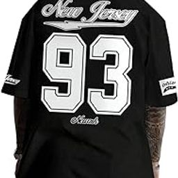 SXV 'New Jersey 93’ Printed Cool Aesthetic Oversized Baggy Cotton T-Shirt for Men-image-79