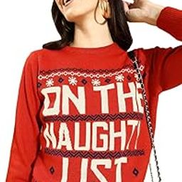 Women Red Typography Printed Pullover-image-50