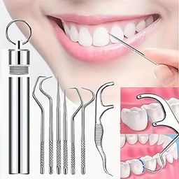 Noventra 7-in-1 Stainless Steel Teeth Cleaning Tool Kit – Professional Dental Hygiene Set with Plaque Remover, Calculus Scraper, Tartar Pick, Tooth Stain Eraser & Mirror for Oral Care-11