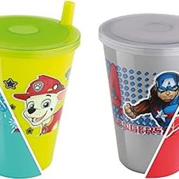 SOFTLINE Disney Plastic Sipper Glasses with Straw and Lid (4)-image-0