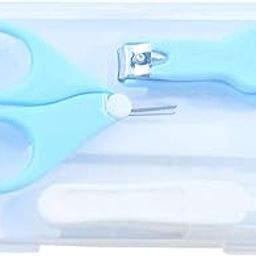 Manan Shopee Baby Scissors and Nail Clipper set/4-In-1 Baby Grooming Kit in Plastic Box Packing-Blue-picture-10