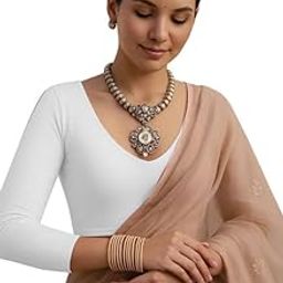 Readymade Cotton Fitted Saree Blouse for Women Full Sleeve Square Round U Neck Regular fit Stretchable Pullon Western Stylish Crop Top VX7-image-90