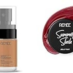 RENEE Face Base Serum Foundation -07 Regal 25 MlSummer Slush Jelly Tint Juicy Strawberry 13gm| For Lips & Cheeks| Enriched with Natural Fruit Extracts| Keeps Lips Soft & Hydrated| Cruelty Free-11