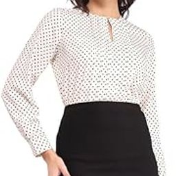 Polka Print Pleat Detail Top - Off-White-image-8