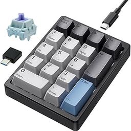 Levieny Mechanical Numeric Keypad, 17 Keys, Programmable & Macro Keyboard [Wired / USB Type-C Compatible] [QMK/VIA Customization] [RGB/Hot Swap/PBT] [Both PC and Laptop] Labor Saving Design for-19