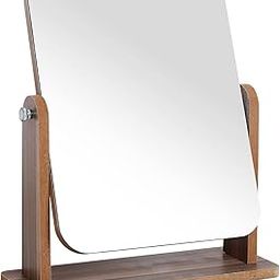 OVENZA Makeup Mirror Vanity Mirror Wood Desk Mirror Dressing Bamboo Mirror for Bedroom Bathroom Desk Removable Countertop Private Room High-Definition Make Up (Large)-image-25