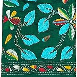 Women's Hand Embroidered Kantha Work Silk Blouse Material - 1 Meter; 725007-image-63