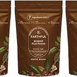 Earthful Honest Plant Protein | 24g Protein/Serving & 4.6g BCAAs | For Weight Management, Energy, Muscle Support & Recovery | Made with Pea & Brown Rice | Coffee Mocha - 504g | Pack of 3-image-43