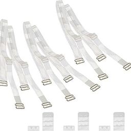 Clear Adjustable Bra Straps with Metal Hooks, 10mm Width, 3 Pairs, Transparent-image-59