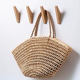 WCH Wooden Wall Mounted Hook for Hanging Coat, Bag, Towel and More - Triangle Beechwood Decoration Hook (Pack of 4)-2