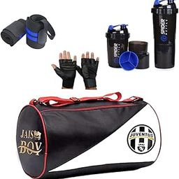 JAISBOY Combo Set Gym Bag with Gym Gloves with Wrist Support Band and Shaker Bottle-image-88