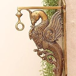 Vittu Kalai Brass Brass Peacock Wall Mount Bracket | Peacock Design Braket for Hanging Bells and Diyas-image-25