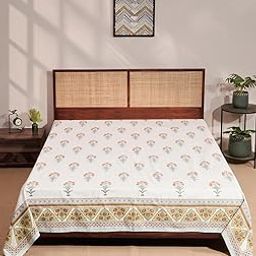 Fabindia Orange Khus Cotton Printed Bed Cover-image-4