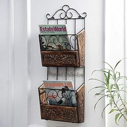 Wall Mounted Magazine Cum Newspaper Holder in Black Finish-image-44