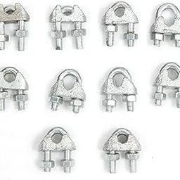 Delcot® Wire Rope Clamp/Wire Rope Clips/Wire Rope ' U ' Bolts 6 mm (Set of 10 nos) Mild Steel, Galvanized Silver Colour-picture-24