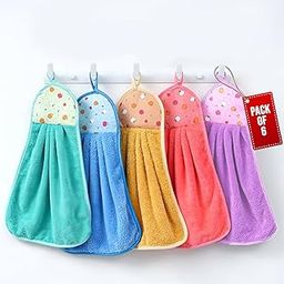 MAXOSHINE Kitchen Towel Microfiber Anti Bacterial Hand Towel Wash Basin Hanging Napkins Lint Free Kitchen Napkins (Multicolor Pack of 6)-image-54