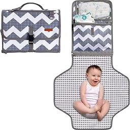 Baby Portable Diaper Changing Pad,Waterproof Travel Changing Mat Station, Built -in Padded Head Rest, Includes Mesh Pockets for Diapers and Wipes, and Adjustable Strap for Strollers-picture-23