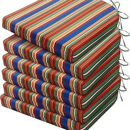 HARBOREST Outdoor Chair Cushions Set of 6 - Round Corner Waterproof Outdoor Cushions for Patio Furniture - Patio Furniture Cushions with Ties, 17"x16"x2", Rainbow Stripes-image-30