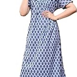 Pure Cotton Embroidery Nighty for Women's | Night Gown | Nighty | Nightdress | Maxi | Sleepwear | Jaipuri Nighty | Nighties | Cotton Night Gown (Size Free)-image-86