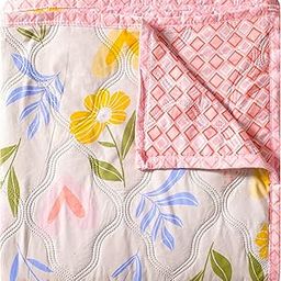 Fancy Walas Dohar Double Bed 100% Cotton Blankets for Summer | 90x100inch, 150GSM Ac Comforter and Cooling Blankets for Summer | Pink Color | Classic Printed Design | Quilt | Ideal for Gifting-13