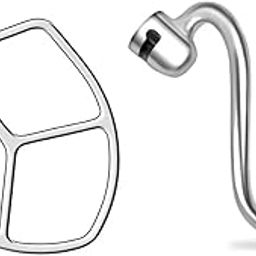 SHIPLORD® Stainless Steel Flat Beater & Spiral Dough Hook for 5-6 Qt Tilt-Head Stand Mixers - Perfect Baking & Dough Mixing Attachments-image-15