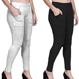 Trendy Pocket Jeggings for Girls (Age 14 to 18) & Women (Hip Size 26 to 34) // Fabric - Soft Bun Cotton // Fit - Slim Fit Ankle Length // 2 Combo Pack // Please Refer The Size Chart Image First-image-64