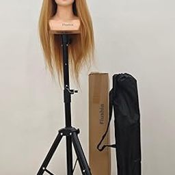 FLUSHIA Tripod Stand For Dummy Head | Wig Head Stand Holder for Styling Making Wigs Displaying Cosmetology with,Carrying Bag Black-image-31