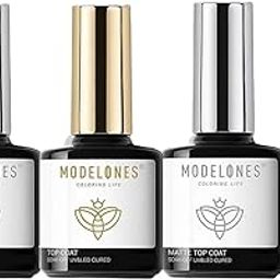 Modelones Matte Gel Top Coat With Base Top Coat Gel Nail Polish from BELLE GAGA™ No Wipe Top Coat LED Nail Lamp Needed, Soak Off Varnish 3x10ml, High Gloss Shiny and Matte Effects in One Set-image-59