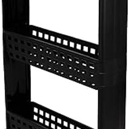 VISHVA 3 Layer Black New Slim Multipurpose Kitchen Storage Slim Rack with Wheels for Home, Office, Bedroom and Bathroom Plastic Stand (3 Layer, Black)-picture-13