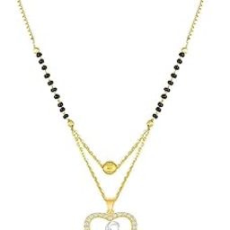 valentine gift Heart Mangalsutra letter S Gold plated Latest American Diamond for Women Girls Girlfriend Couples Lovers Design pendant alphabet Cubic Zirconia Brass Chain Mangalsutra-image-98