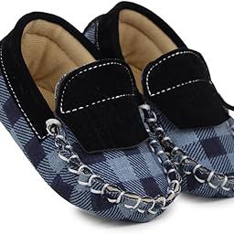neska moda 6 To 12 Months Baby Boys Cotton Checkered Loafer Booties-picture-7