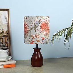 Two Moustaches Birds Pattern Design Table Lamp, Night Lamp for Bedroom, Bedside Lamp, Wooden Table Lamp, Lamp for Living Room (13.5 Inches, Wood, Bulb Not Included, Pack of 1)-picture-4