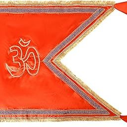 PRIYAKANT SAFAWALA Special Om And Swastik Double Fabric Satin Flag/Nishan Special Dhwaj For Temple, Religious & All Multipurpose Bhagwa Flag Best Suitable For Home And Mandir, (Small) [Size, 18x24 Inches, Orange]-image-54