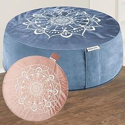 Hihealer Meditation Cushion with Extra Free Cover 16"x16"x5" Meditation Pillow Filled with Buckwheat for Sitting on Floor, Zafu Yoga Floor Pillow Cushion (Blissful Pink & Aqua)-image-14