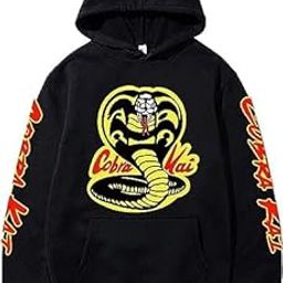 Men's Cobra Kai No Mercy Epic Hooded Sweatshirt Large Pocket Anime Cosplay Coat Sweater Solid Colour-image-16
