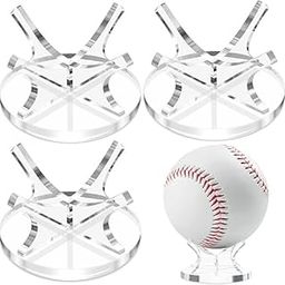 AAIGLOBAL 3 Pieces Acrylic Small Ball Stand Holder Sport Ball Display Rack Baseball Display Stand with 3 Pieces Non-Slip Rubber Pads for Baseball Golf Softball Tennis Spheres-image-100