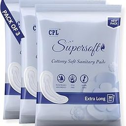 CPL Supersoft Sanitary Pads – Cottony Soft, Extra Long, 5X Absorbency & Itch-Free Comfort for Daily Freshness & Protection During Heavy Flow Days | Pack of 3 | 90 Pads-image-19
