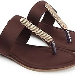 KKF Slip-On Stylish Coin Fixed Flat Sandal Fancy & Trendy Slippers Chappal for Women | Sizes 3-8-image-25