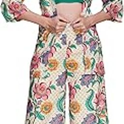 Floral Printed Co-Ord Set with Green Tube Top-picture-2
