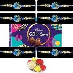 Saugat Traders Peacock Rakhi for Bhai Set of 6 with Chocolate - Designer Rakhi for Bhaiya - Handmade Rakhi for Elder Brothers - Raksha Bandhan Gift Combo-image-9