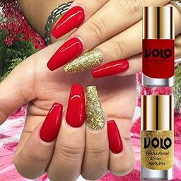 Volo Gloss Shine Blood Red Nail Polish Glitter High Shine Golden Nail Paint Set of 2 Pcs Long Stay on Nails 19.8 ml-image-63