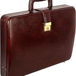 Natural Leather Briefcase for Men 24 litres Capacity Dimension-L-17 X H-12 X W-2.5 Inch Weight-1.4 KG (BROWN)-29