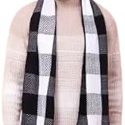 Men's Winter Scarf, Black And White Checkered Muffler-image-73