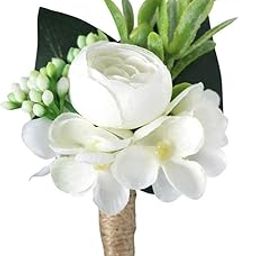MERISHOPP®Flower Bride & Groom Boutonniere Handmade Silk Corsage for Wedding Parties|Home & Garden | Home Decor| Floral Decor-image-13