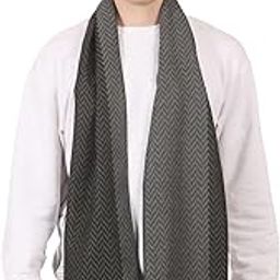 Men Geometrical Grey and Black Muffler-image-90