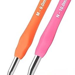 2Pack Size M / 9mm, N / 10mm Crochet Hooks, Super Smooth & Ergonomic for Beginner and Advanced (9.0mm, 10.0mm)-image-38