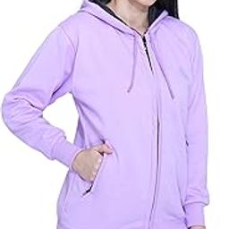 Fleece Jacket for Women with Hoodie and Zipper Pockets. Plain Travel Winterwear in Light Colours (L-800)-image-105