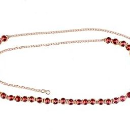Single Kundan Line Stone Small Designer Kamarband/Bellychain/kamarpatta/ottiyanam/vaddanam/Waist Hip Belt -Red-image-87
