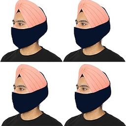 Reusable Turban Cotton Thata Mask For Face & Beard Cover - Pack of 4 (BLUE)-image-9