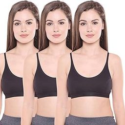 Women's Cotton Non Padded Wire Free Sports Bra Black-picture-14